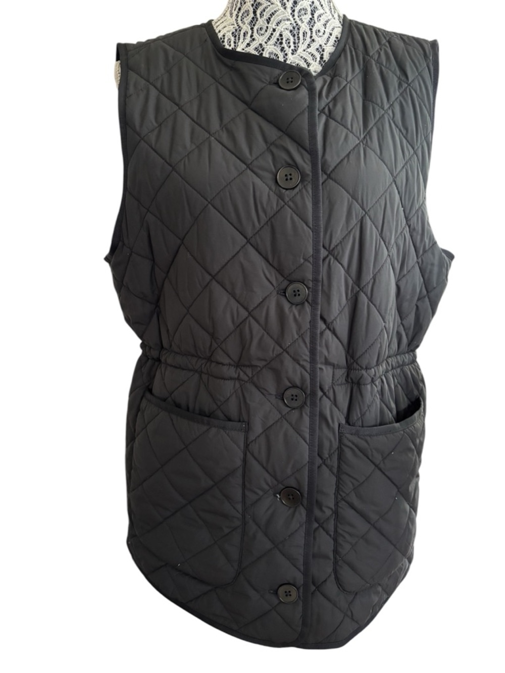 Part Two Black Quilted Button-Front Vest - Brand: